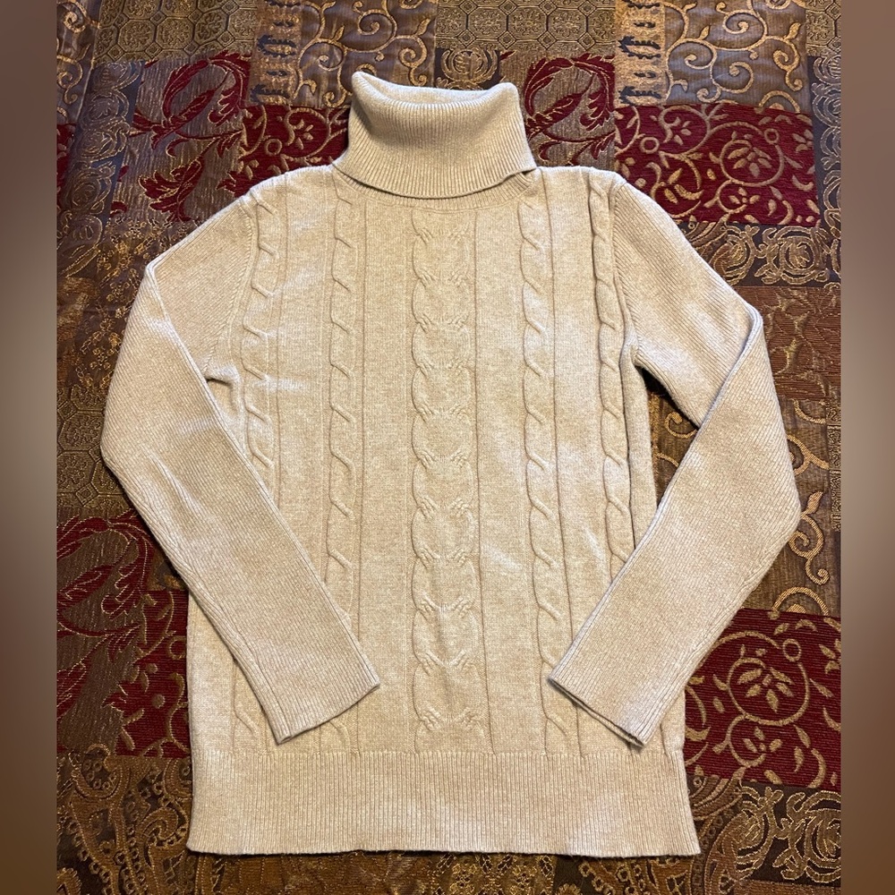 Cream slim fit turtleneck sweater - Small
